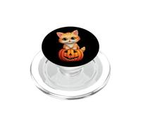 Halloween Munchkin Cat Pumpkin PopSockets PopGrip for MagSafe