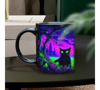 Halloween Mysterious Cat Black Mug - Ceramic Coffee Cup | Spooky Festive Mug | Coffee Cups for Adults Men Women Kids Friends Milk Juice Tea Hot Beverage Kitchen Decor
