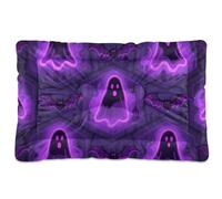 Halloween Mystery Ghosts Bats Washable Pet Bed Mat Non-Slip Soft Comfortable Dog Crate Pad for Large Jumbo Medium Small Dogs 36" x 24"