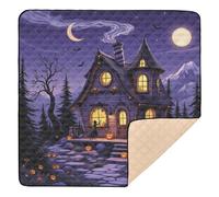 Halloween Mystical Mountain Cottage View Soft Thick Baby Gym & Activity Mat for Indoor Outdoor Comfortable Infant Play Activity Mat for Baby Kids Toddlers Infants, 50'' x 50''