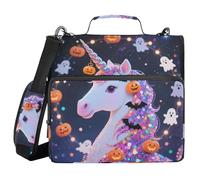 Halloween Mythical Pumpkin Beast 3 Rings 3.8 cm Binder Organizer with Handle Easy to Carry Zipper Portfolio for School and Office