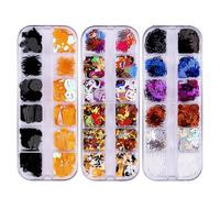 Halloween Nail Art Glitter Sequins, EBANKU 3D Holographic Skull Spider Pumpkin Bat Ghost Witch Shape Confetti Glitter for Acrylic Nails Design Halloween Party