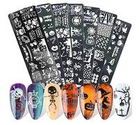 Halloween Nail Art Stamping Plate - JMEOWIO 6 Sheets Pumpkin Skull Ghost Witch Image Plate Nail Art Design Stamp Kit Manicure Template Set