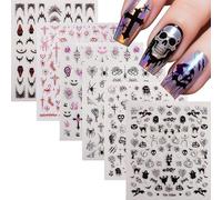 Halloween Nail Art Stickers,12 Sheets Ghost Pumpkin Skull Bat Cat Spider Web Self-Adhesive Nail Decals Transfers for Manicure Design Decoration Supplies (Pattern C)