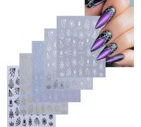 Halloween Nail Art Stickers,5 Sheets Spider Web Self-Adhesive Nail Decals Transfers for Manicure Design Decoration Supplies (Multicolor)