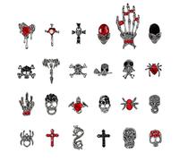 Halloween Nail Charms,48pcs Ghost Head Spider Skull Hand Cross Nail Gems with Rhinestones,Retro Skeleton Spider Gold Silver Alloy Nail Art Jewelry Decoration for DIY Halloween Nail Design Crafts