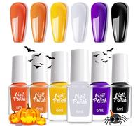 Halloween Nail Polish Set - Halloween Nail Varnish Quick Dry - Colorful White Black Purple Yellow Orange Nail Polish - Nail Varnish Sets for Women Nail Art DIY, No Need Curing