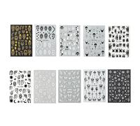 Halloween Nail Stickers, Adhesive Manicure Art, 10 Sheets, Scary Pattern Decals, Spooky Nail Tips, Intricate Graphic Design, for Carnival Haunted House Beauty Salon Birthday
