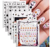 Halloween Nail Stickers, Halloween Nails Decals Set, Hallo-ween Nail Art Self Adhesive Cute Ghost Pumpkin Spider Web Designs, Easy Apply Decoration for Adults, Long Lasting Spooky Manicure