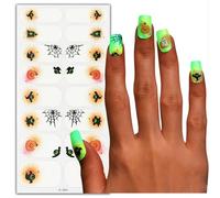 Halloween Nail Wraps, Glow in The Dark Halloween Nail Stickers, Adhesive Full Nails Wraps, Pumpkin Ghost White Design Manicure Decals Accessories for Women