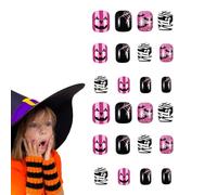 Halloween Nails Glue On | Spider Web Nails,Pumpkin Bat Designs Press On Nails Short Glue On Gel Nails Glitter False Nails Kits Stick On Nails for Women Girls