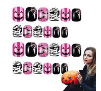 Halloween Nails Glue On,Spider Web Nails | Short Press On Nails Glitter Glue On Gel Nail Pumpkin False Nails Kits Stick On Nails for Women