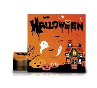 Halloween Napkins Serviettes, 20 Pack Orange Ghost Paper Party Napkins Disposable Hand Towels for Kids Halloween Table Decoration Party Supplies Favors- 33x33cm