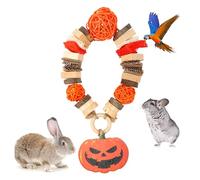 Halloween Natural rabbit toy made of apple wood - Chew toy for small animals such as chinchillas, guinea pigs, rabbits, hamsters and gerbils - Dental care and treats - Handmade and Halloween design