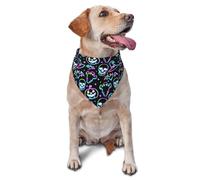 Halloween Neon Bats Skulls Pumpkin Witch Hat Dogs Decoration Accessories Adjustable Pet Neckerchief Scarves Washable Pets Triangle Bibs Scarf For Parties, Birthdays, Everyday Wear 30X70Cm
