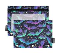 Halloween Neon Bats Stars Pencil Pouch for 3-Ring Binder Clear Pencil Case