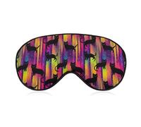 Halloween Neon Black Cats Sleep Mask for Women Men Soft Eye Masks Adjustable Blindfold Sleeping Shade Cover 8 X 4 Inch
