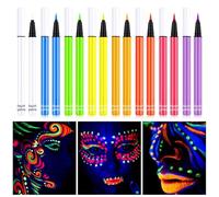Halloween Neon Makeup UV Pen,UV Neon Liquid Eyeliner Fluorescent Matte Colored Eyeliners Pen,Glows Under Black Light Festival Accessories Body Painting Color Body Painting Pen Neon Party (Set)