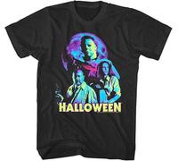 Halloween Neon Moon Men's T Shirt Horror Movie Ensemble Michael Myers Killer Black