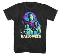 Halloween Neon Moon Men's T Shirt Horror Movie Ensemble Michael Myers Killer Black XL