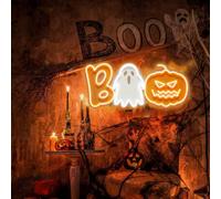 Halloween Neon Signs for Wall Decor, Skull Neon Light, Halloween Pumpkin Neon Light, USB Powered Light Up Acrylic LED Sign for Bedroom Kids Room Living Room Bar Party Halloween Decor (CC0813A-4)