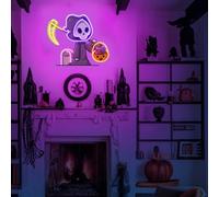Halloween Neon Signs for Wall Decor, Skull Neon Light, Halloween Pumpkin Neon Light, USB Powered Light Up Acrylic LED Sign for Bedroom Kids Room Living Room Bar Party Halloween Decor (CC0813A-2)