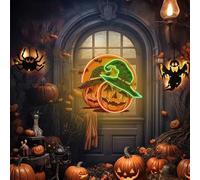 Halloween Neon Signs for Wall Decor, Skull Neon Light, Halloween Pumpkin Neon Light, USB Powered Light Up Acrylic LED Sign for Bedroom Kids Room Living Room Bar Party Halloween Decor (CC0813A-6)