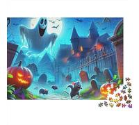 Halloween Night 1000 Pieces Haunted House Jigsaw Puzzle for Adults Paper Material Brain Training Pumpkin Ghost Puzzle Wall Decor Calm Gift 38x26cm/1000pcs