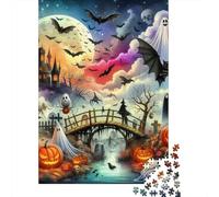 Halloween Night Bats Jigsaw Puzzle for Adults 1000 Piece Puzzle Game Paper Bridge Scene Relax Home Decor Gift 70x50cm/1000pcs