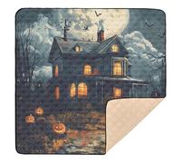 Halloween Night Creepy Moonlight Cute Foldable Baby Play Mat for Floor Cozy Breathable Infant Play Activity Mat for Baby Kids Toddlers Infants, 50'' x 50''