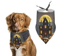 Halloween Night Dog Bandanas for Feeding Grooming, Triangle Pet Bibs Washable Pets Scarf for Cats & Dogs