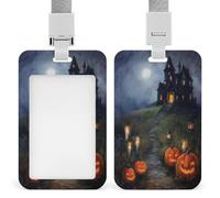 Halloween Night Haunted House ID Badge Holder Retractable Clip Card Holder Card Protector Name Badge Name Tag for Work Office Doctor Nurse