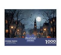 Halloween Night in An Old Village Jigsaw Puzzles for Adults Interesting Puzzle Game 1000 Jigsaws Impossible Puzzle Home Decoration Gifts 38x26cm/1000pcs