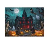 Halloween Night Jigsaw Puzzle for Adults 500 Pieces - Monster House, Challenging Puzzle for Game Nights, for Sisters Brothers Friends 20.5x15 in