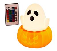 Halloween Night Light, Ghost Pumpkin Silicone Night Light, Cute Spooky Colorful Lighting for Holiday Desk Kitchen Fireplace Kids Mantle Farmhouse Bedroom Home House