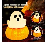 Halloween Night Light | Ghost Pumpkin Silicone Night Light for Kids,Spooky Cute Led Lighting Decorations for Fireplace Desk Kitchen Mantle Bedroom Room House Holiday Farmhouse