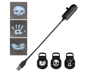 Halloween Night Light Projector - 3 Modes Magnetic Halloween Reflector,USB 360-degree Rotate LED Skeleton Palm Print Ghost Lamp for Driveway Tunnel Haunted House