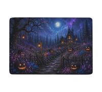 Halloween Night Pumpkin Patch Short Pile Rug 150 x 100 cm, Soft Non Slip | New home gift idea: bedroom rug with clear heat transfer print; for bedroom floor styling