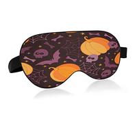 Halloween Night Pumpkin Skull Breathable Sleeping Eyes Mask, Cool Feeling Eye Sleep Cover for Summer Rest, Elastic Contoured Blindfold for Women & Men Travel
