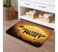 Halloween Night Quick Dry Bath Mat, Spooky Witch and Moon Absorbent Non Slip Shower Mat, Decorative Flannel Washable Bath Rugs for Bathroom Toilet Restroom 16x24 Inch