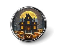 Halloween Night Round Badge for Men Women, Durable & Stylish Lapel Pins, Lightweight Metal Badges for Shirts, Jackets, Hats