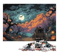 Halloween Night Scene 500 Piece Wooden Jigsaw Puzzles for Adults Fun Home Decoration Stress Relief Toy Education Game Toy Intellectual Game Challenge Educational 500pcs (52x38cm)