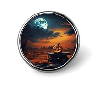 Halloween Night Sky Brooch,Fashion Creative Funny Light Luxury Badge, High-end Chic Personalized Round Emblem for Clothing Suit Scarves & Gift