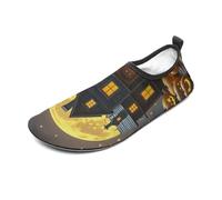 Halloween Night Water Shoes for Men Women, Lightweight Stretch Swim Shoes with Anti-Slip Rubber Sole, Quick-Dry Aqua Socks for Pool, Beach, Surfing, Style, 8 Women/8 Men