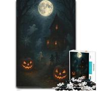 Halloween Night with Ghosts and Pumpkins Jigsaw Puzzle, 500 Pieces | Piece-by-piece progress - a simple way to organise the image during indoor leisure.