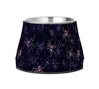 Halloween Nightmare Light Up Spider Dogs Feeding Bowls with Stand Stainless Steel Cats Food Dish for Slow Feed Cats Slow Down Eating