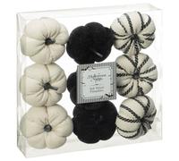 Halloween Nights Velvet Pumpkins 9pk - Black, White - No Haunted House is Complete Without a Scarily Cute Orange Pumpkin Decoration - Look Great on the Trick or Treaters Table