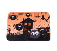 Halloween Non Slip Bathroom Floor Mat Printed Flannel for Slippery Floors | Machine Washable, Keeps Floors Dry, Holiday Cartoon Style, Suitable for Sink Area and Door Thresholds