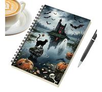 Halloween Notebook, Gothic Spiral Meeting Planner, Ghost Black Cat Pumpkin | Halloween Notebook, Gothic Spiral Meeting Planner, Ghost Black Cat Pumpkin Journal, Bat Cover Diary, Halloween Writing Book