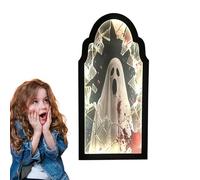 Halloween Novelty Ghost Mirror, Spooky Scary Hologram Ghosts Mirror with Creepy Eyes, Eerie Haunted House Apparition for Bedroom, Kitchen & Fireplace DIY Decor